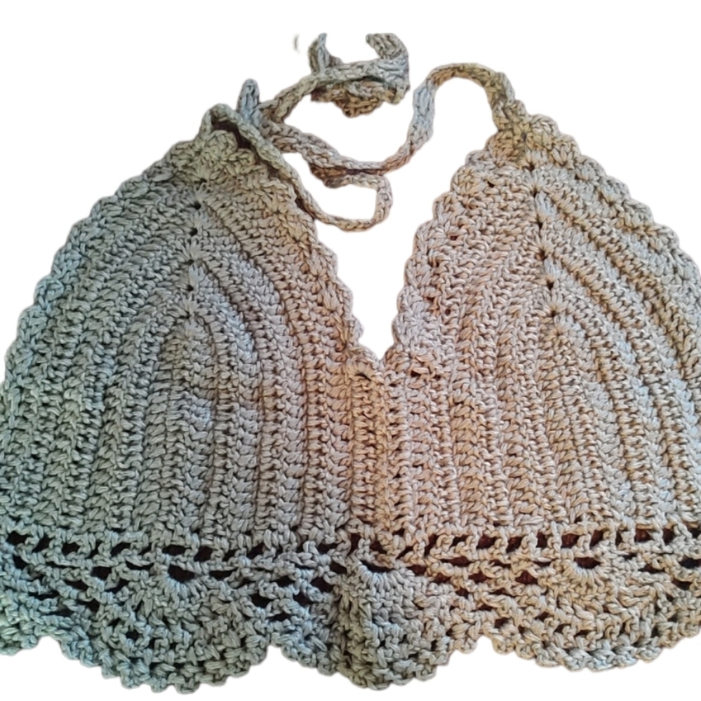 NWT Crochet Halter  Bikini Top - Lake Green Color - Picture 3 of 3